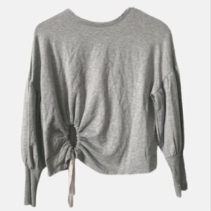 Zara basic Gray Knotted Front Lantern Sleeve Plain  light weight Sweatsh…